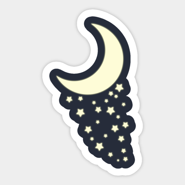 Moon and stars Moon Sticker TeePublic